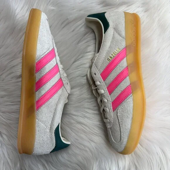 Adidas Gazelle Indoor White Off White Lucid Pink Womens Shoes JQ1096 NEW Multi - Picture 4 of 5